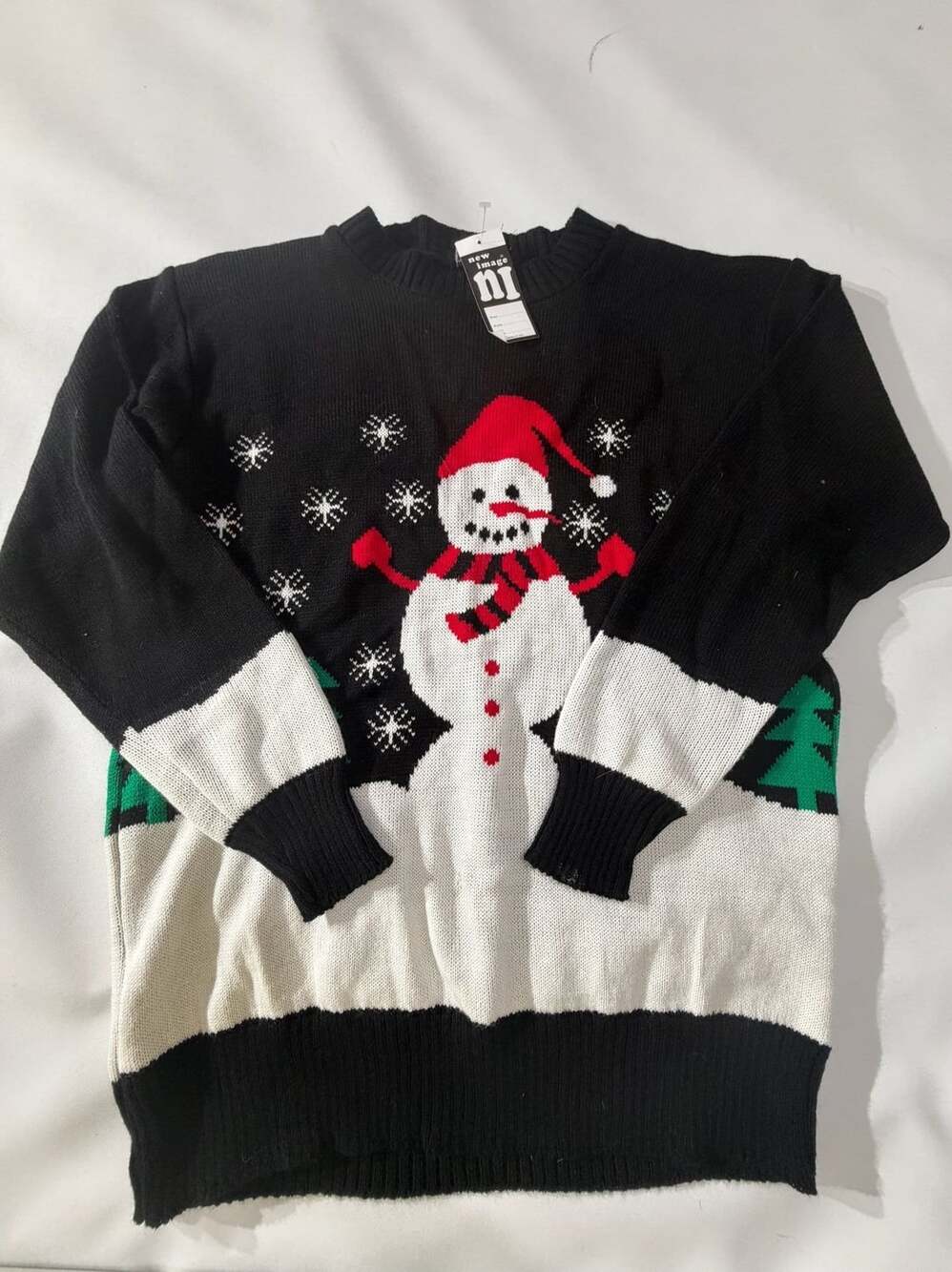 Christmas Black Snowman Sweater NWT Cozy Holiday Pullover Size XL
